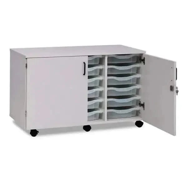 18 Tray Triple Column Unit With Lockable Doors, Trays and Castors-18 Tray Triple Column Unit With Lockable Doors, Trays and Castors