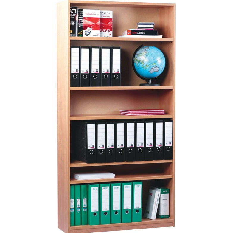 1800mm Bookcase with 5 Shelves, The 1800mm Bookcase from Monarch is an excellent storage solution designed to cater to the needs of both school and office environments. It ensures your books, stationery, and files are stored safely and efficiently, helping to keep your area neat and orderly. 1800mm Bookcase with 5 Shelves Features: Material: Built with high-quality 18mm MFC for the carcass and 25mm thick MFC for the shelves, the bookcase is designed for longevity. Adjustable Shelves: One fixed shelf and fou