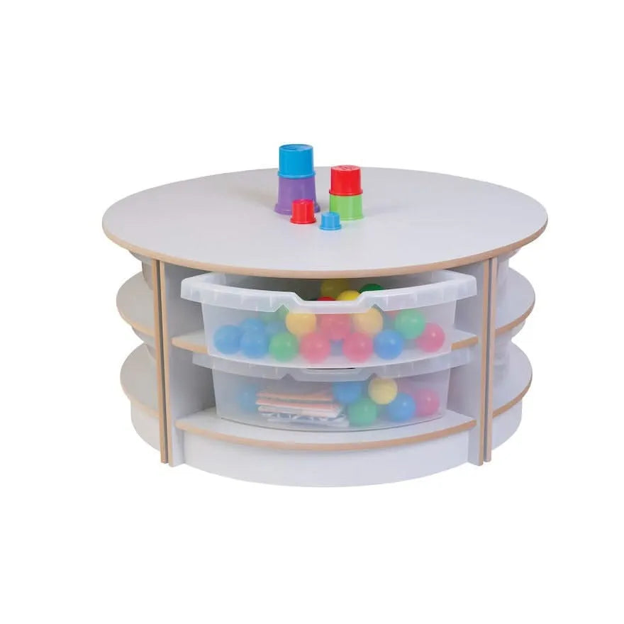 2 High Circular Table with Trays Grey-2 High Circular Table with Trays Grey