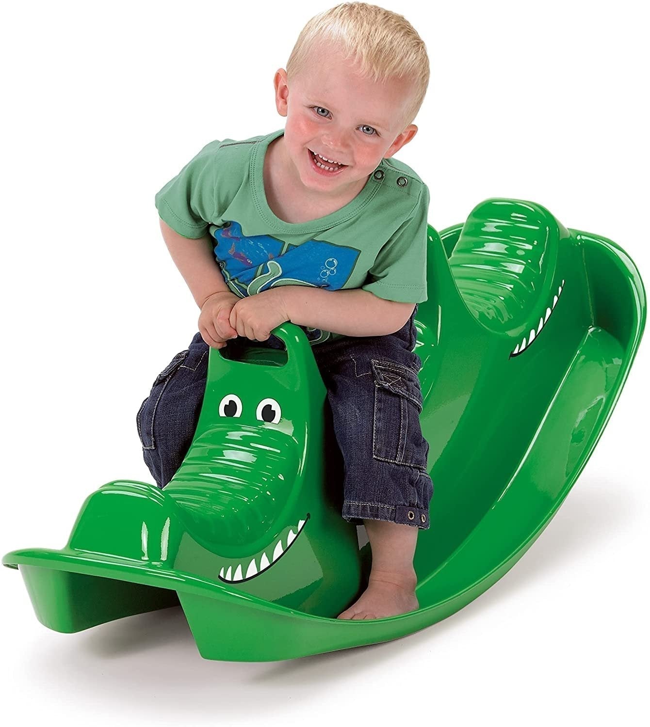 3 Persons Rocker and Seesaw - Crocodile, The 3 Persons Rocker and Seesaw helps children develop their balance skills with these brightly coloured animal seesaws. Kids will have a rocking time on this 3 Persons Rocker and Seesaw. Watch as they hold tight and and rock to and fro. This cheerful 3 Persons Rocker and Seesaw promises to keep your kids amused for hours and will improve both their balance and coordination. Suitable for indoor and outdoor use. Very stable seesaw for 3 persons. The child that is sees