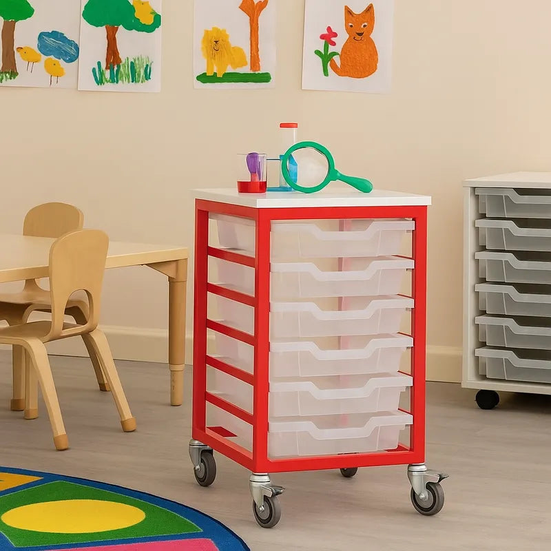 6 Single Tray Metal Mobile Storage Unit-6 Single Tray Metal Mobile Storage Unit