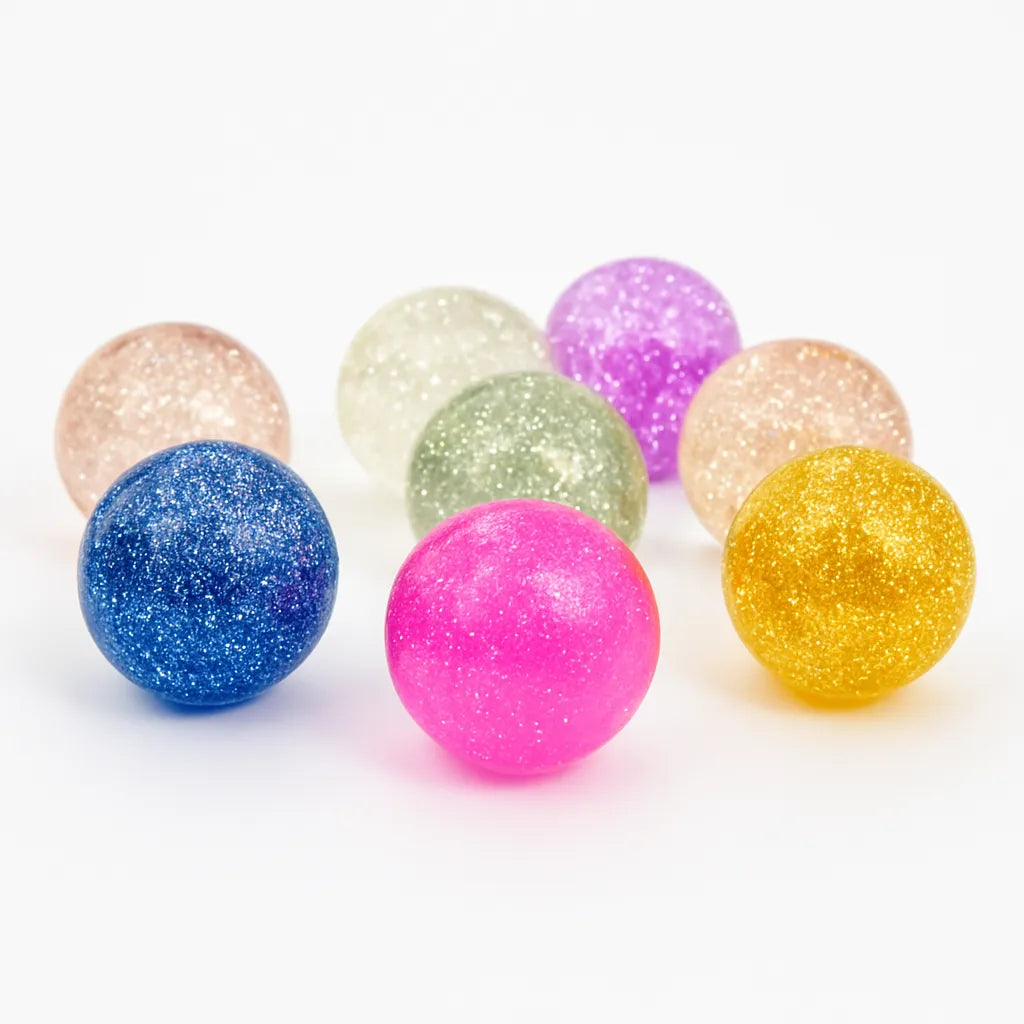 7 Pack Sensory Rainbow Glitter Balls-7 Pack Sensory Rainbow Glitter Balls