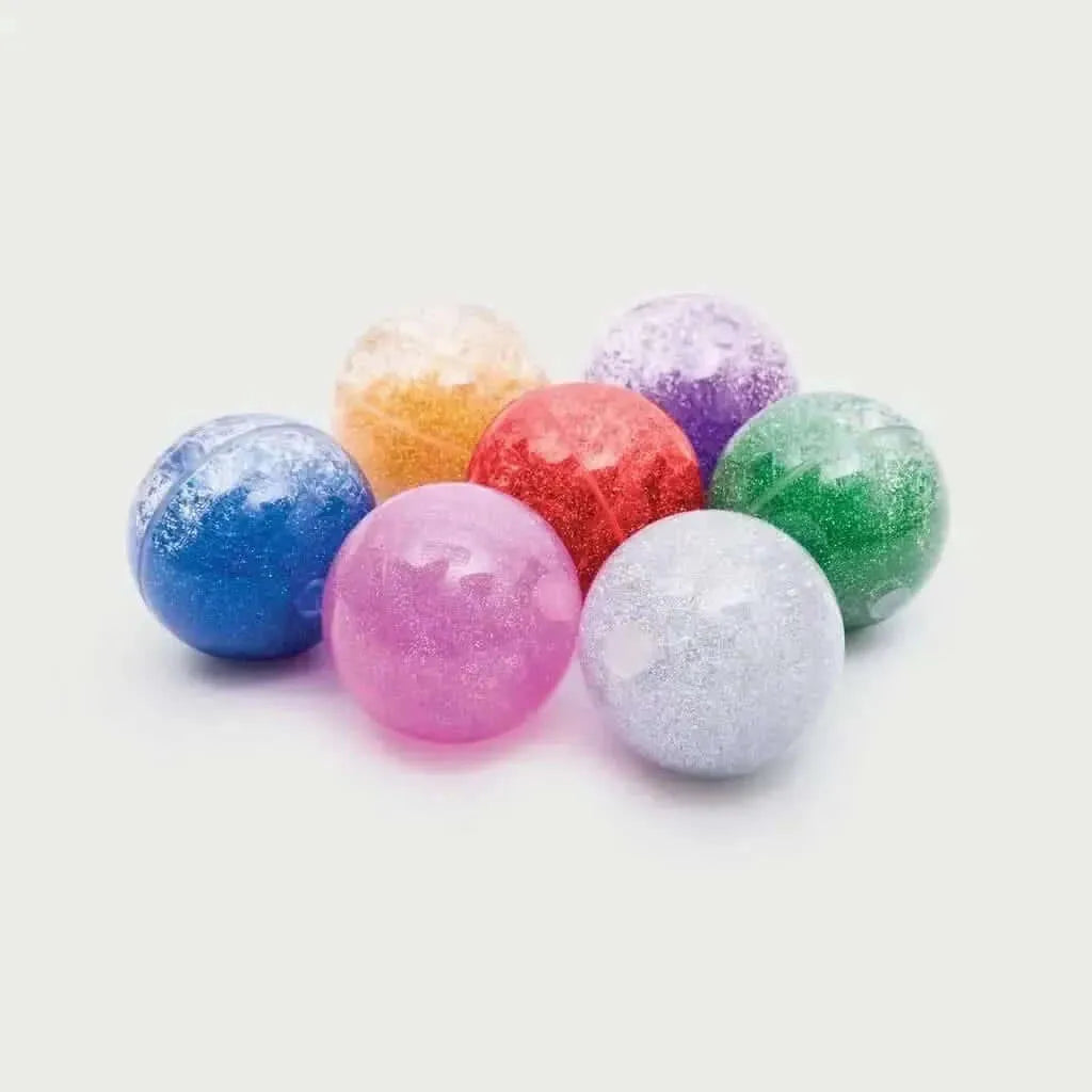 7 Pack Sensory Rainbow Glitter Balls-7 Pack Sensory Rainbow Glitter Balls