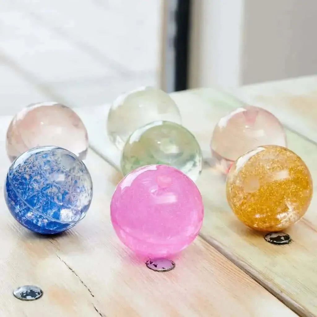 7 Pack Sensory Rainbow Glitter Balls-7 Pack Sensory Rainbow Glitter Balls