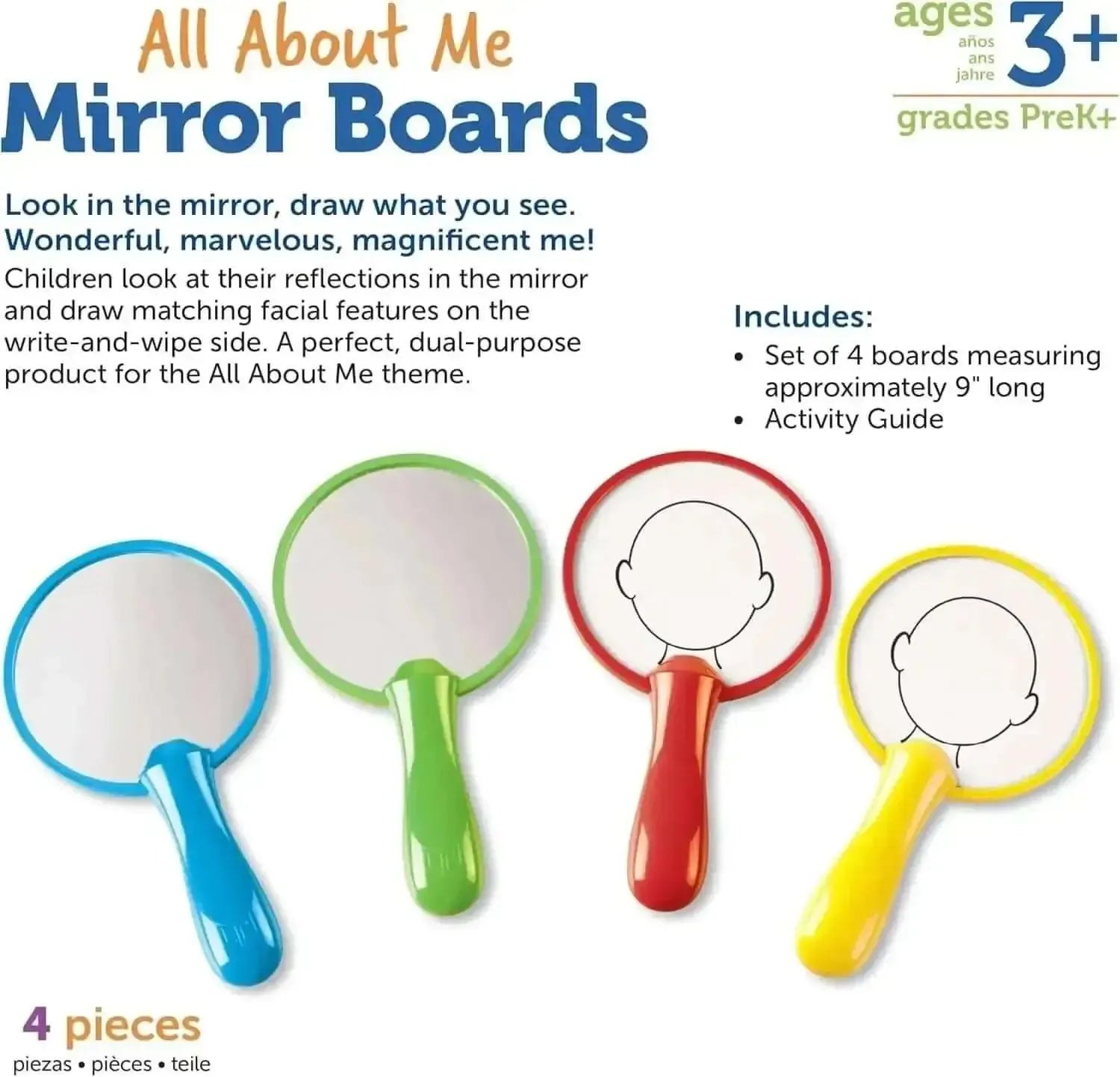 All About Me Mirror Boards Pack of 4-All About Me Mirror Boards Pack of 4