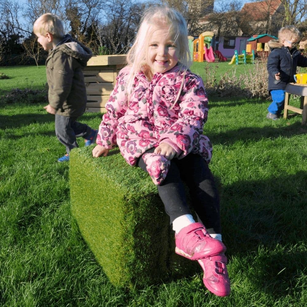 Artificial Grass Seats Pack of Four, Our grass seat boxes are made using top grade timber and the highest quality UV artificial turf. The Grass seat boxes are beautifully hand-crafted piece of contemporary outdoor furniture which leaves you with the unique sensation of sitting on freshly cut summer grass all year round! Use this set of 4 Grass Benches for small world activities indoors or use them to complement your outdoor area giving young readers an outdoor reading zone where they can let their imaginati