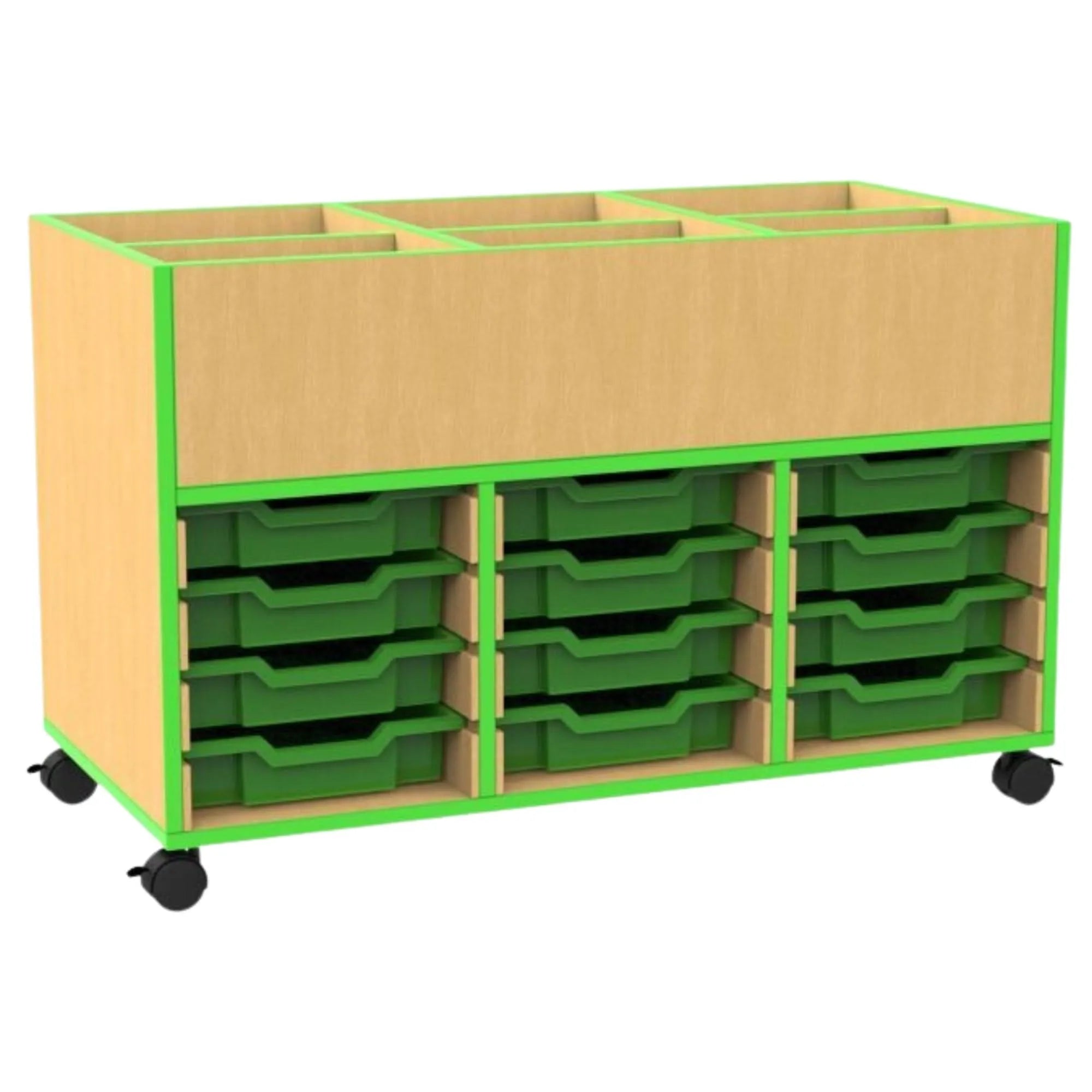 Beam 6 Compartment Book Browser With Trays-Beam 6 Compartment Book Browser With Trays