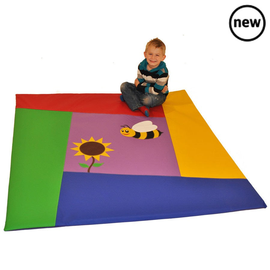 Bee Nursery Floor Mat, The colourful bee-themed design offers a playful and visually stimulating environment for babies to learn and grow in. The soft foam material provides cushioning and protection as infants crawl and play on the mat. The durable, wipe-clean PVC material is easy to maintain and keep clean, perfect for the everyday wear and tear of a busy nursery. The Bee Nursery Floor Mat is also versatile, suitable for use both indoors and outdoors, but should not be left outside permanently. With a gen