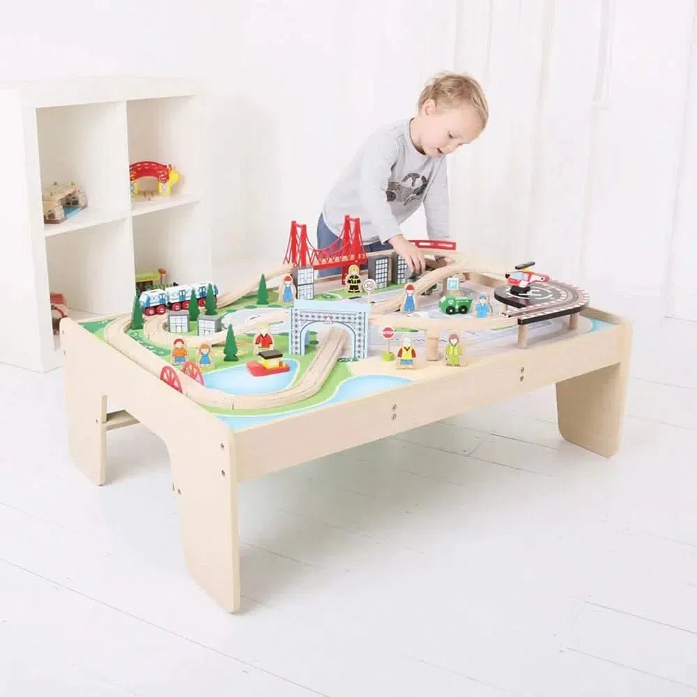 Bigjigs City Train Set and Table-Bigjigs City Train Set and Table