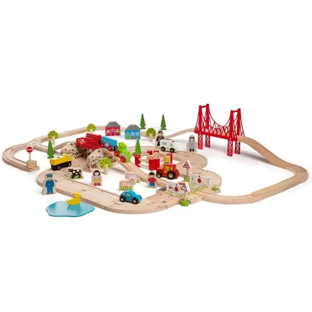 Bigjigs Rail Rural Road and Rail Train Set-Bigjigs Rail Rural Road and Rail Train Set