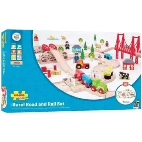 Bigjigs Rail Rural Road and Rail Train Set-Bigjigs Rail Rural Road and Rail Train Set