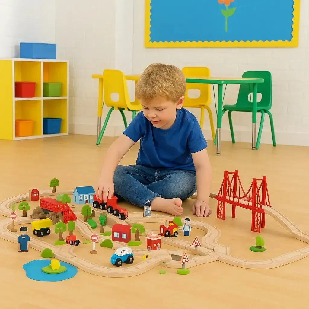 Bigjigs Rail Rural Road and Rail Train Set-Bigjigs Rail Rural Road and Rail Train Set