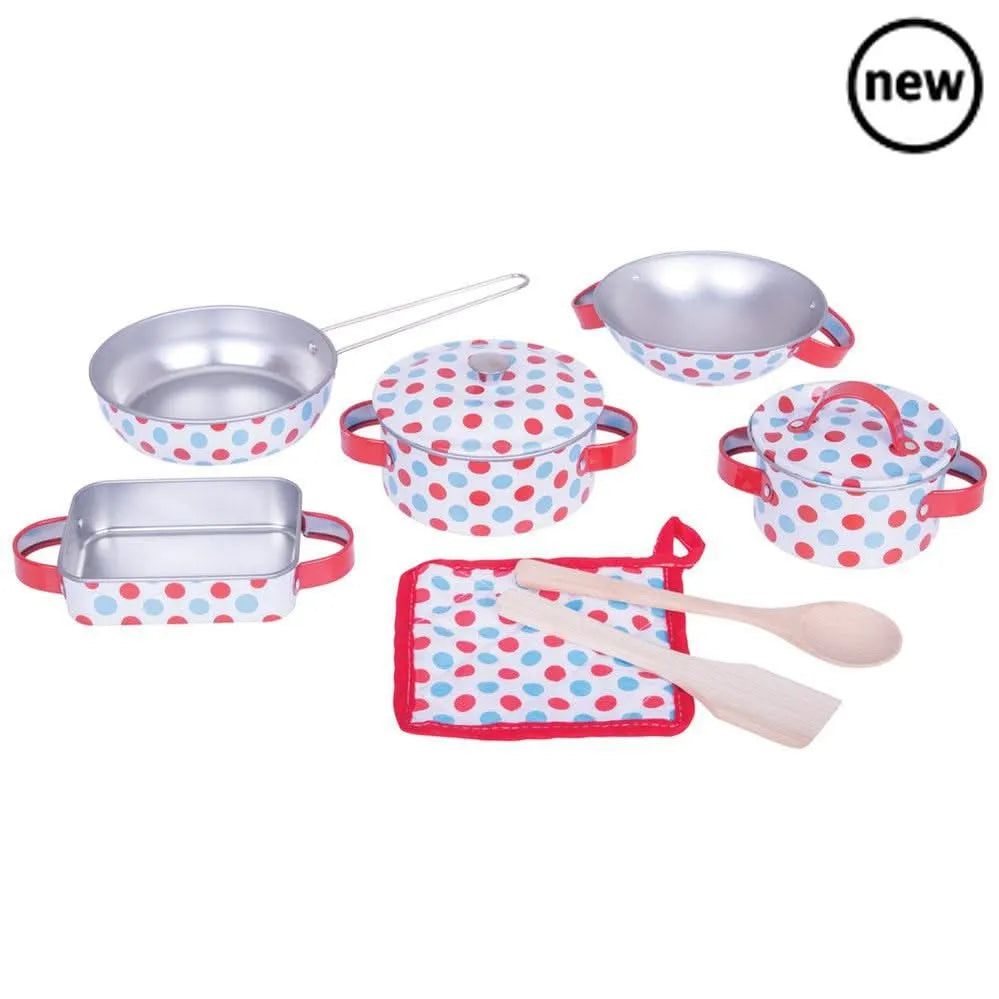 Bigjigs Spotted Kitchenware Set-Bigjigs Spotted Kitchenware Set