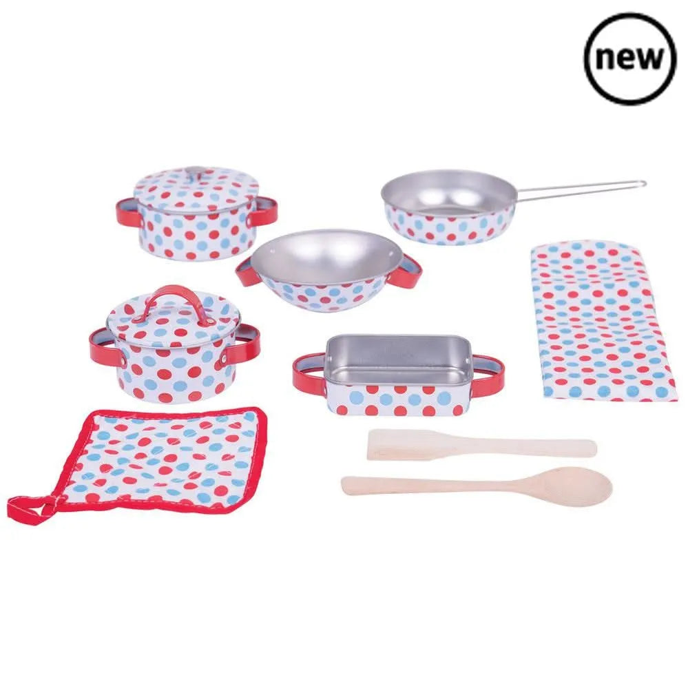 Bigjigs Spotted Kitchenware Set-Bigjigs Spotted Kitchenware Set