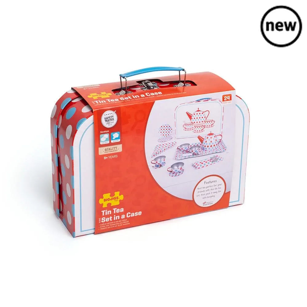 Bigjigs Spotted Tea Set in a Case-Bigjigs Spotted Tea Set in a Case