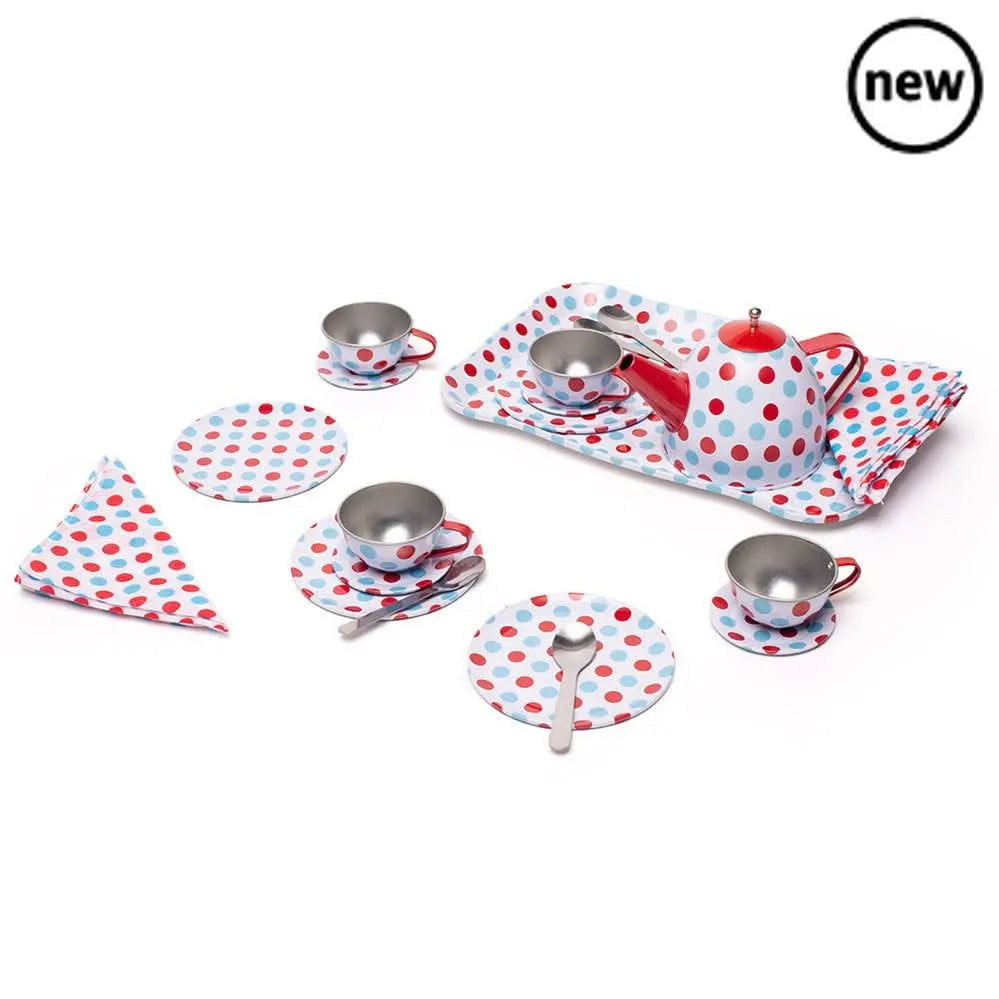Bigjigs Spotted Tea Set in a Case-Bigjigs Spotted Tea Set in a Case