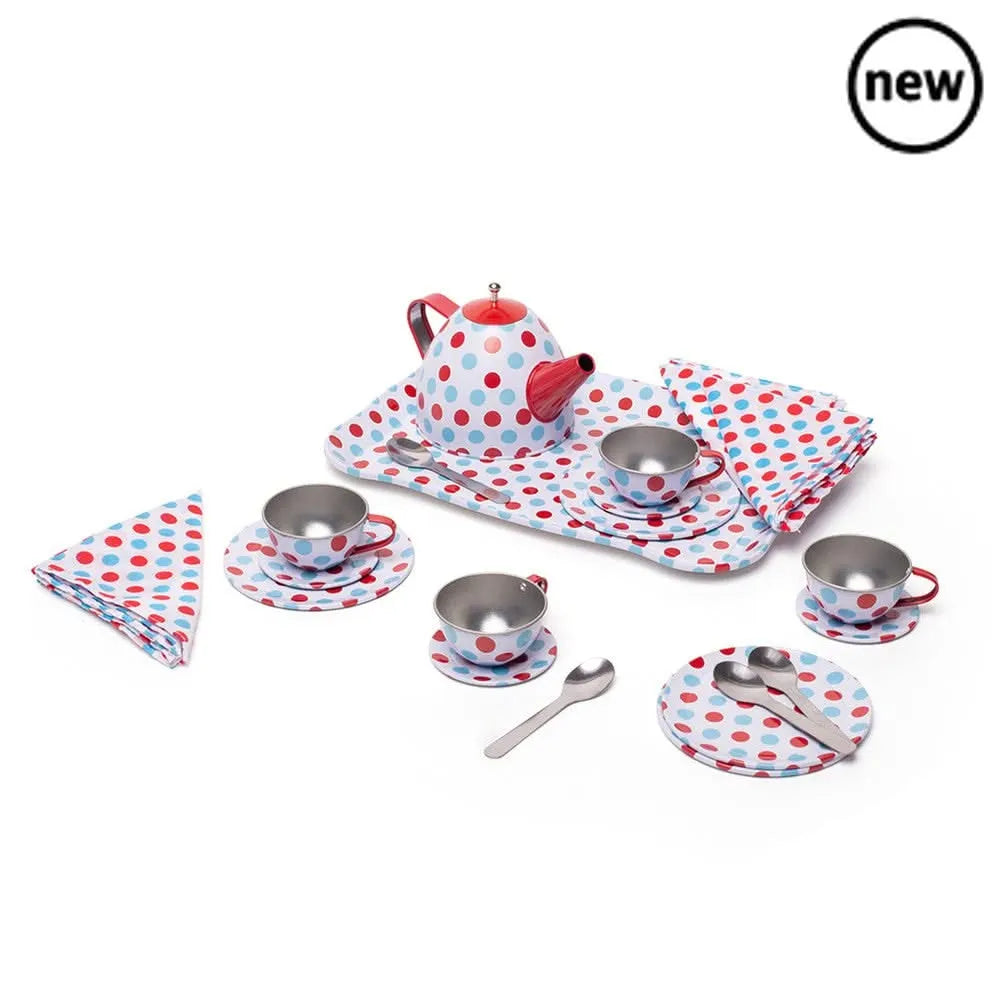 Bigjigs Spotted Tea Set in a Case-Bigjigs Spotted Tea Set in a Case