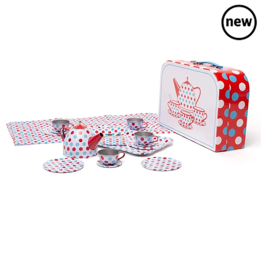 Bigjigs Spotted Tea Set in a Case-Bigjigs Spotted Tea Set in a Case
