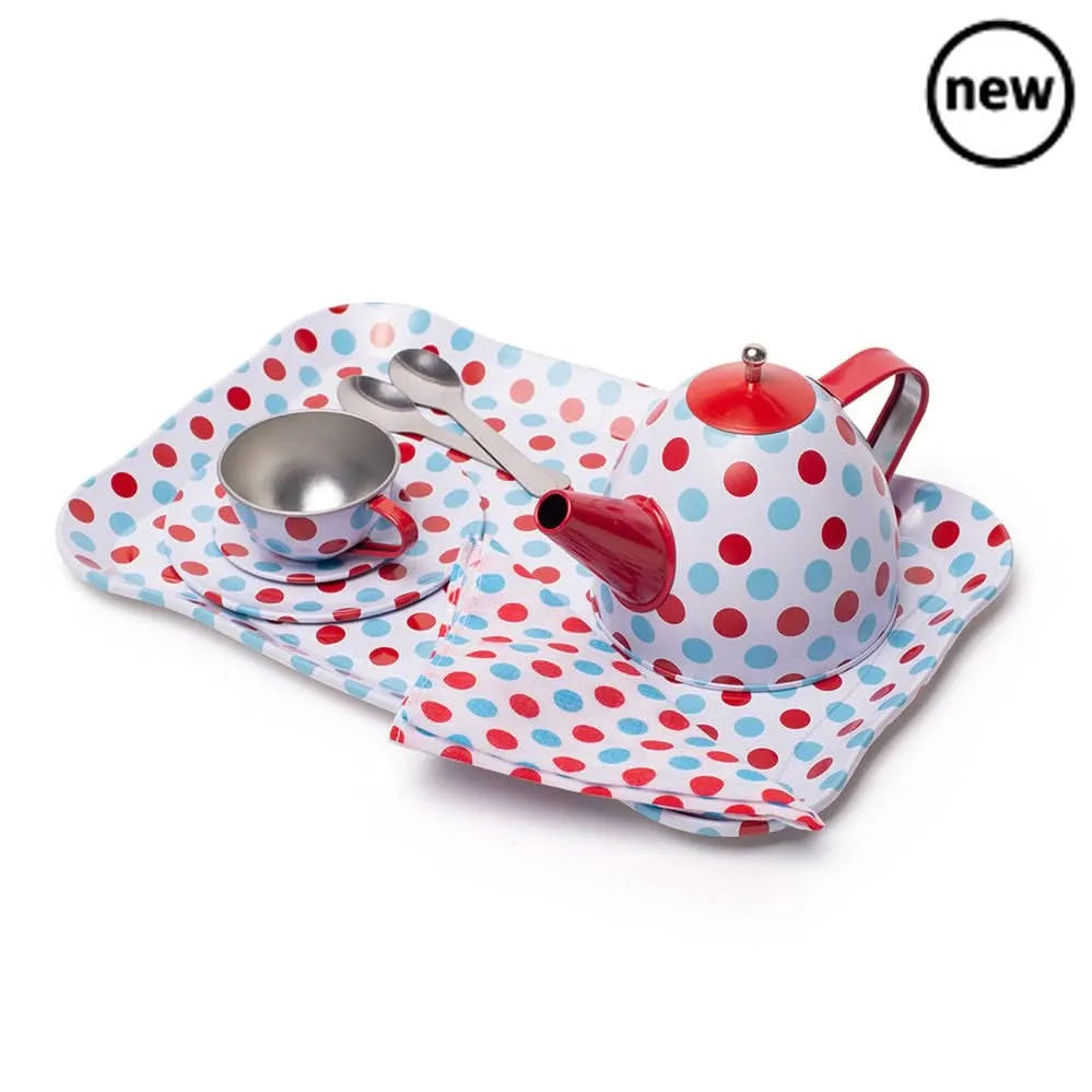 Bigjigs Spotted Tea Set in a Case-Bigjigs Spotted Tea Set in a Case