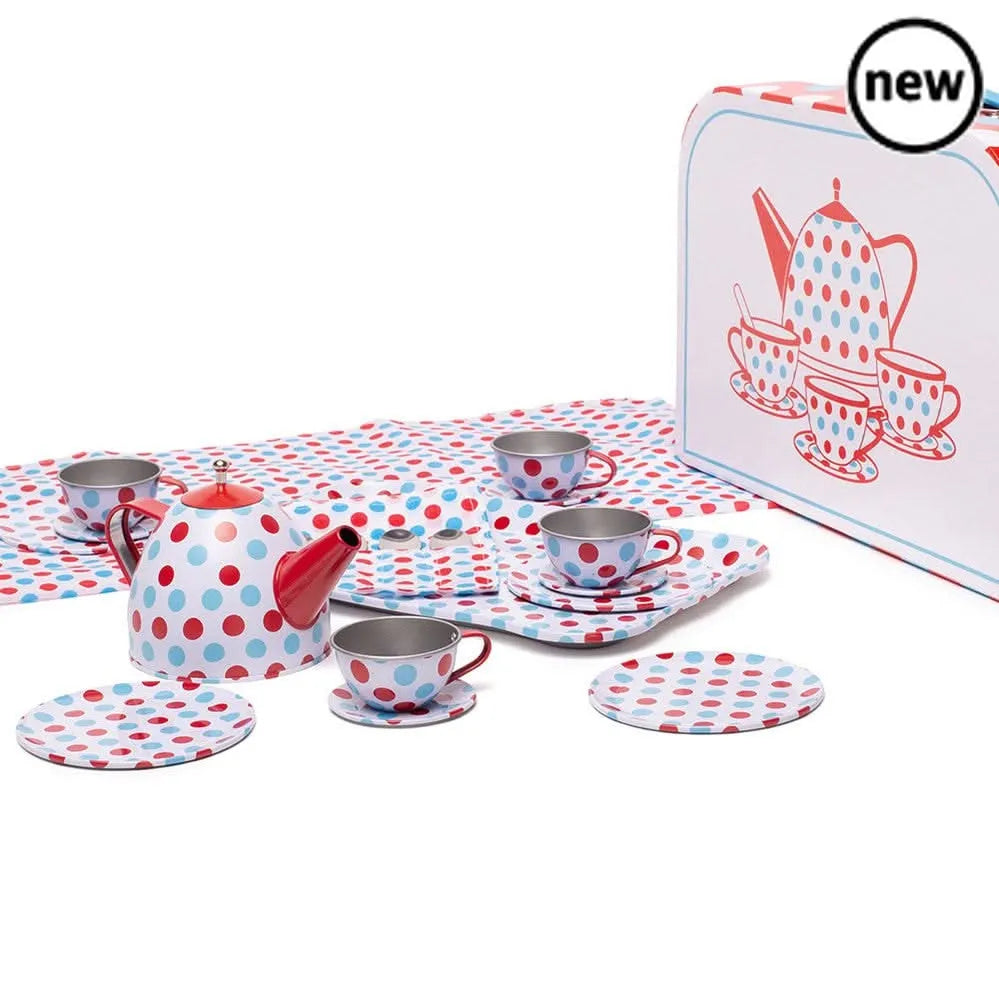 Bigjigs Spotted Tea Set in a Case-Bigjigs Spotted Tea Set in a Case