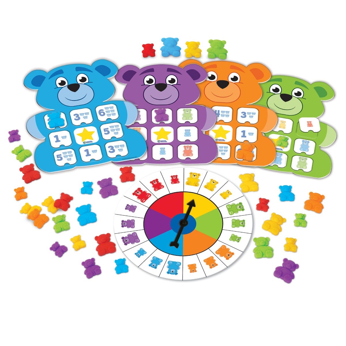 Bingo Bears, Children build preschool skills with Bingo Bears, the smart twist on a classic game. Bingo Bears helps young children practise number and colour identification, as well as size comparison skills through fun game play. After children build their bingo cards, they can play two different games which are match pieces by number, or sort by size and colour. This game is ideal for playing in the classroom or during family games night, and because there’s no reading needed, it’s suitable for children a