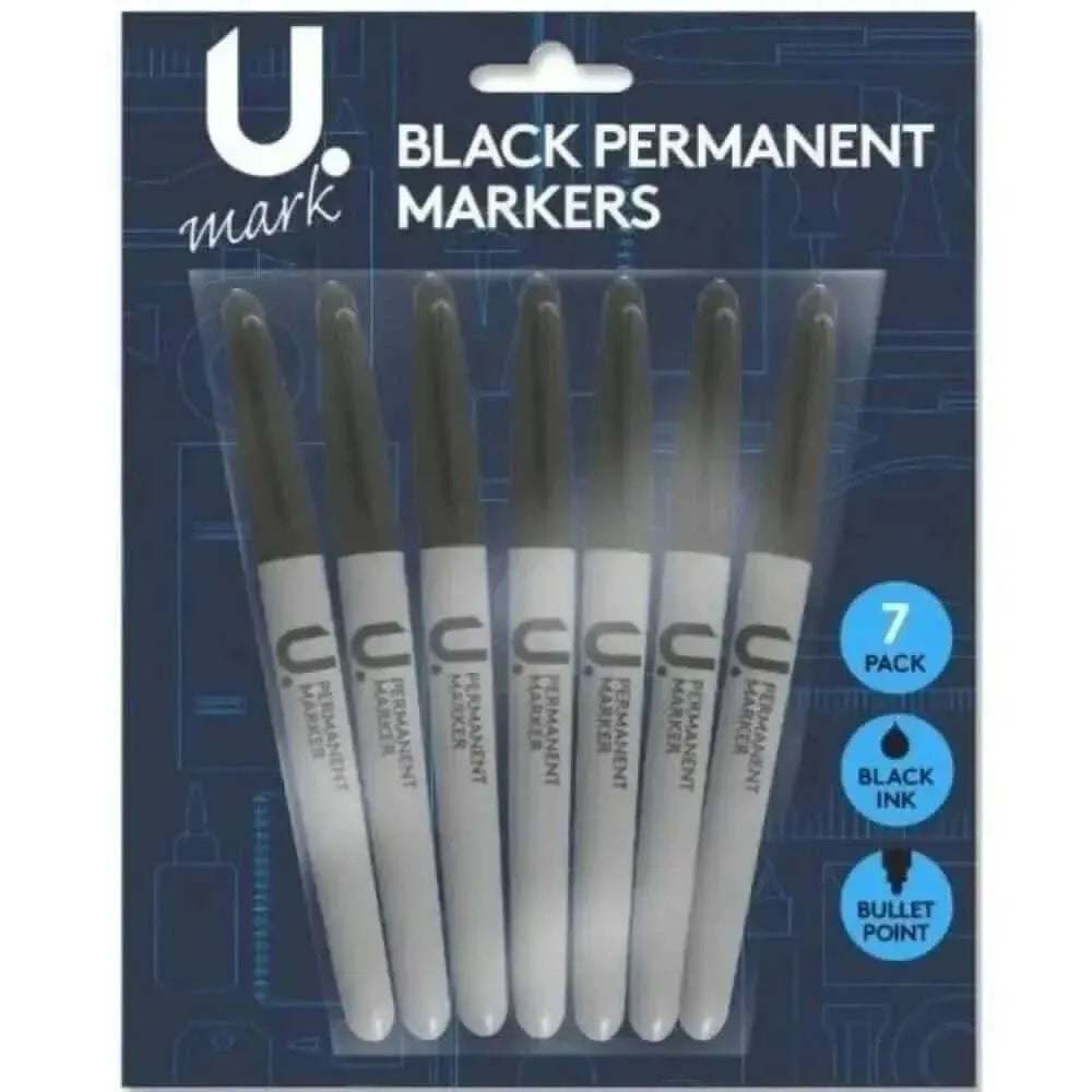 Black Permanent Markers Pack of 7-Black Permanent Markers Pack of 7