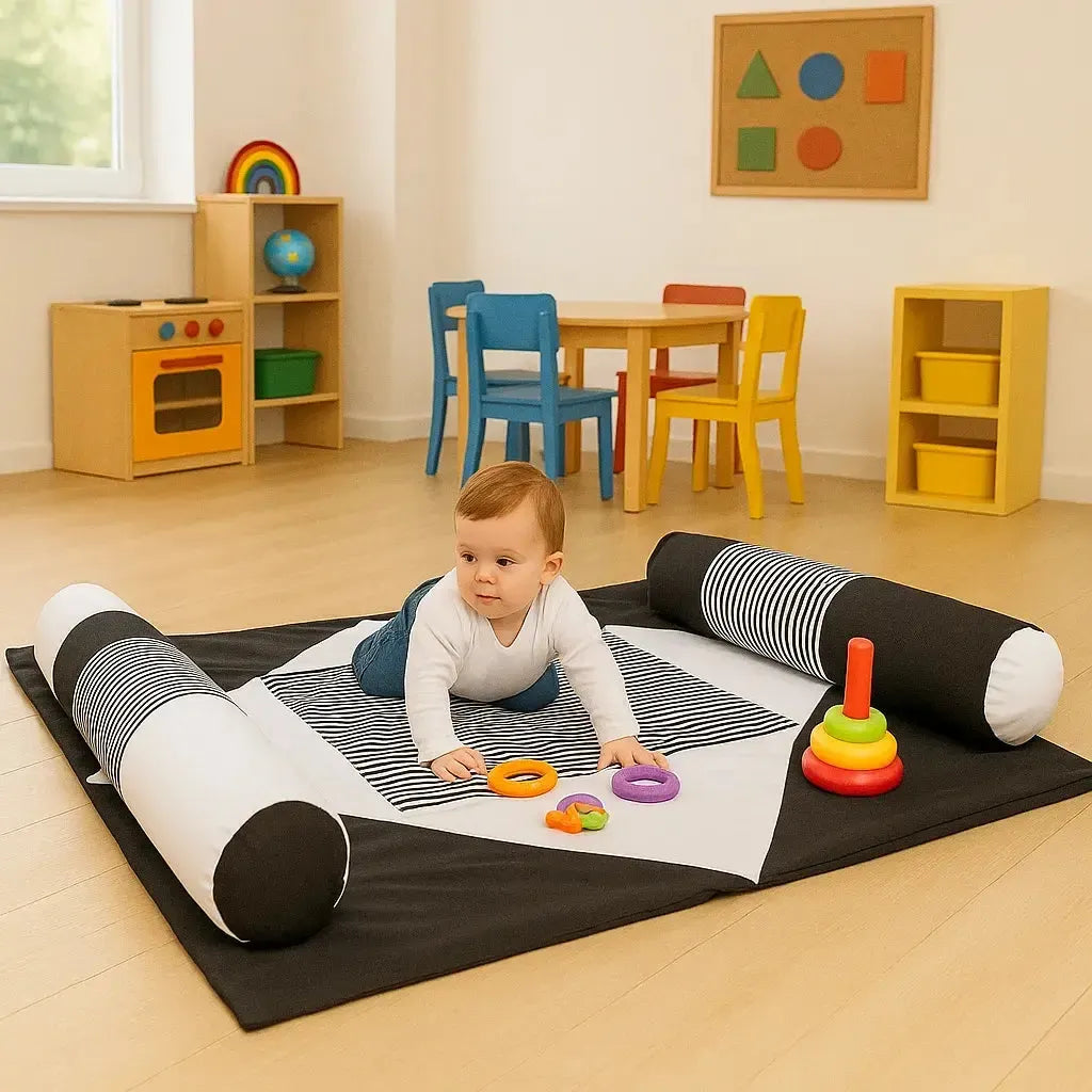 Black & White Mat & Bolsters-Black & White Mat & Bolsters