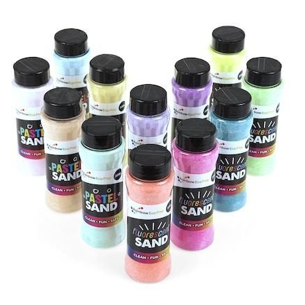 Bright Coloured Craft Sand Shakers, These Bright Coloured Craft Sand Shakers are an environmentally friendly, shimmery, glittery craft sand that is made without micro-plastics. Unlike most glitter products which are made from plastic and contribute to the growing problem of micro-plastics in the environment, this sand is made from 100% natural mineral sand using environmentally friendly and non-toxic ingredients and is therefore a great eco alternative to decorative glitter craft. The shaker bottles are res