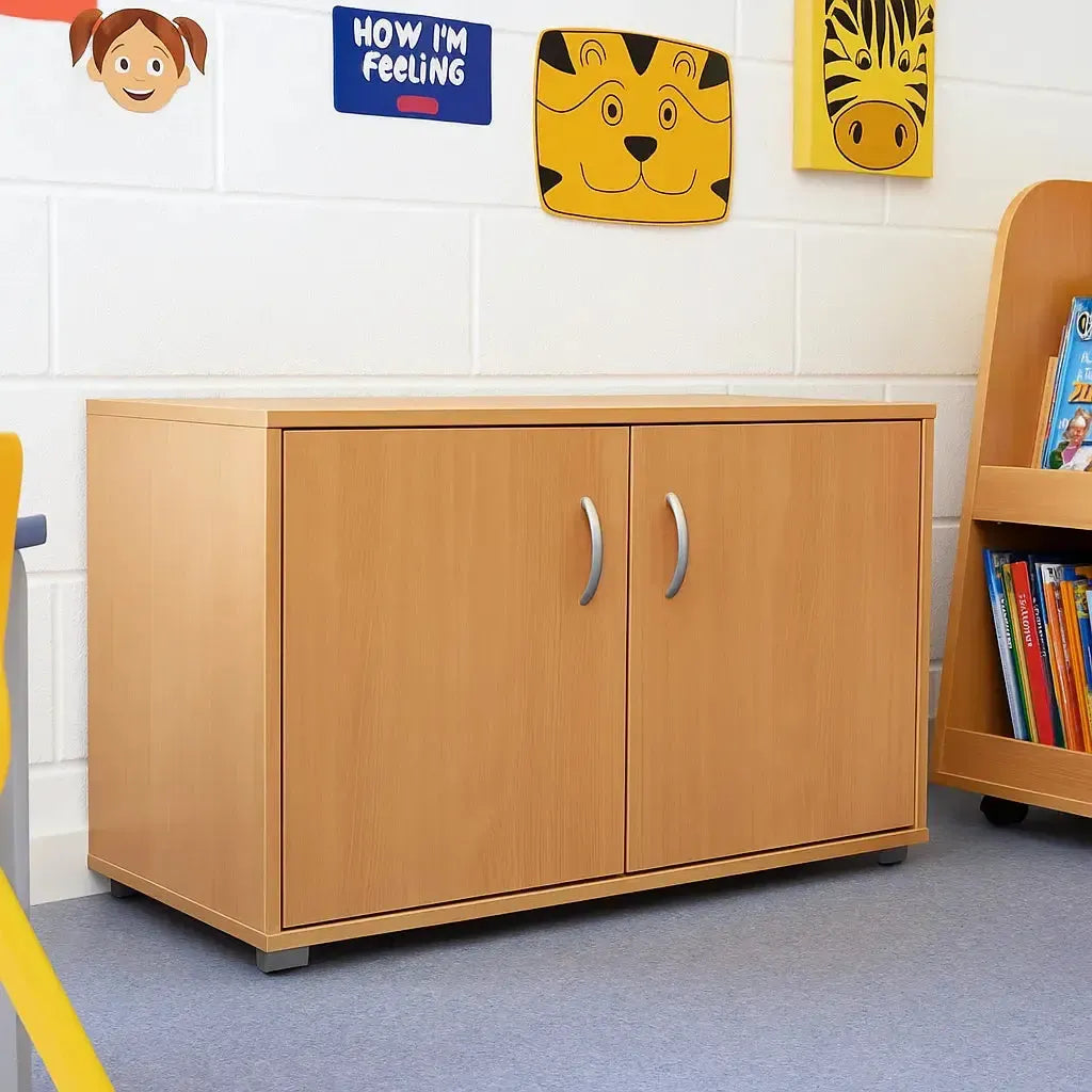 Bubblegum Low Level 3 Bay Classroom Cupboard-Bubblegum Low Level 3 Bay Classroom Cupboard