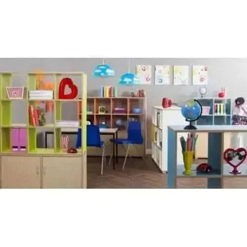 Bubblegum Low Level 4 Bay Classroom Cupboard-Bubblegum Low Level 4 Bay Classroom Cupboard