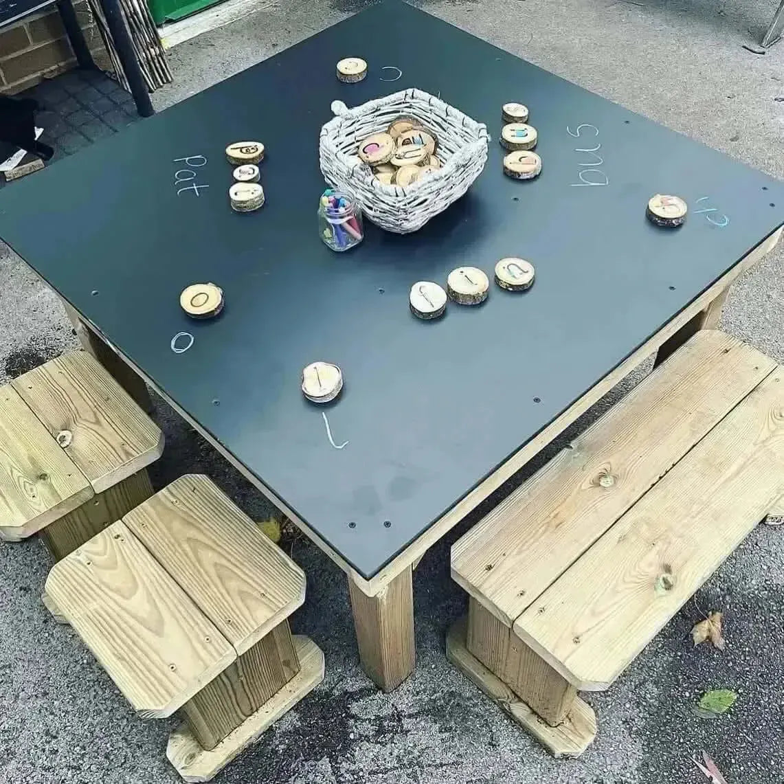 Chalk Table And Benches-Chalk Table And Benches