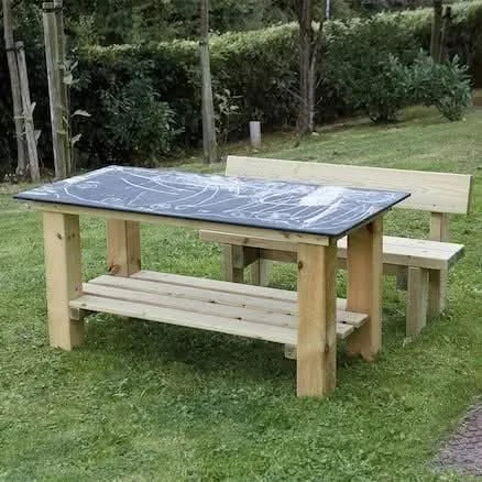 Chalkboard Table and Benches Set-Chalkboard Table and Benches Set