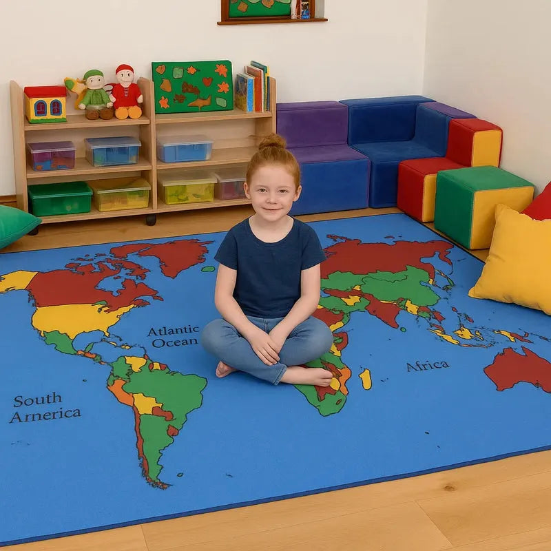 Children of the World Map Rug-Children of the World Map Rug