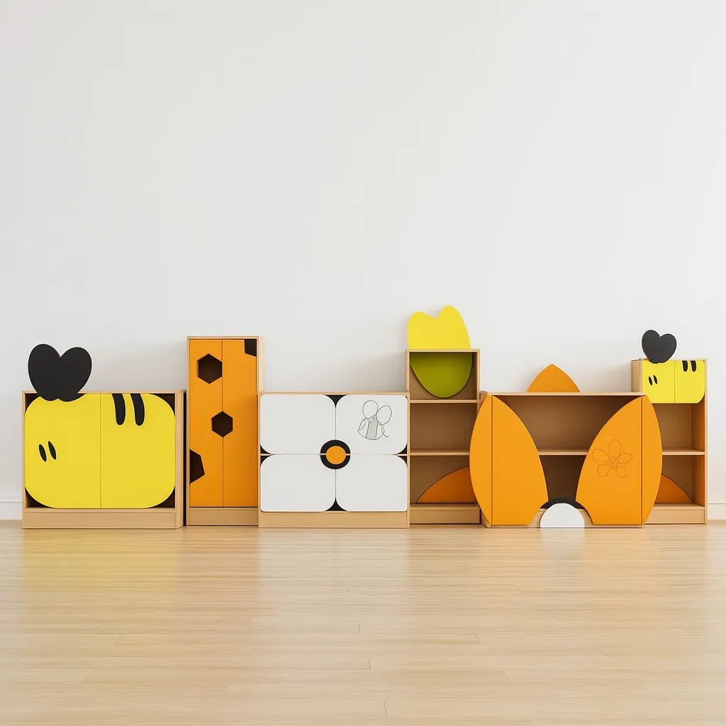 Childrens Novelty Honeybee Bookcase with Feature Panels-Childrens Novelty Honeybee Bookcase with Feature Panels