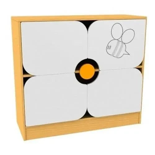 Childrens Novelty Honeybee Bookcase with Flower Doors-Childrens Novelty Honeybee Bookcase with Flower Doors