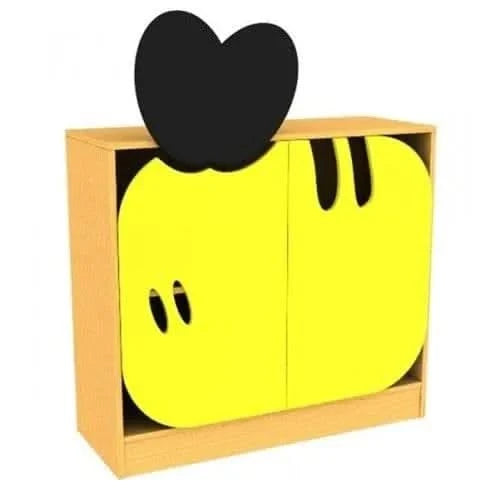 Childrens Novelty Honeybee Low Bookcase with Doors-Childrens Novelty Honeybee Low Bookcase with Doors
