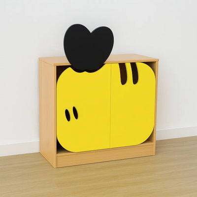 Childrens Novelty Honeybee Low Bookcase with Doors-Childrens Novelty Honeybee Low Bookcase with Doors