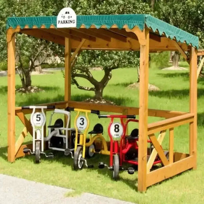 Childrens Wooden Outdoor Parking Shelter-Childrens Wooden Outdoor Parking Shelter