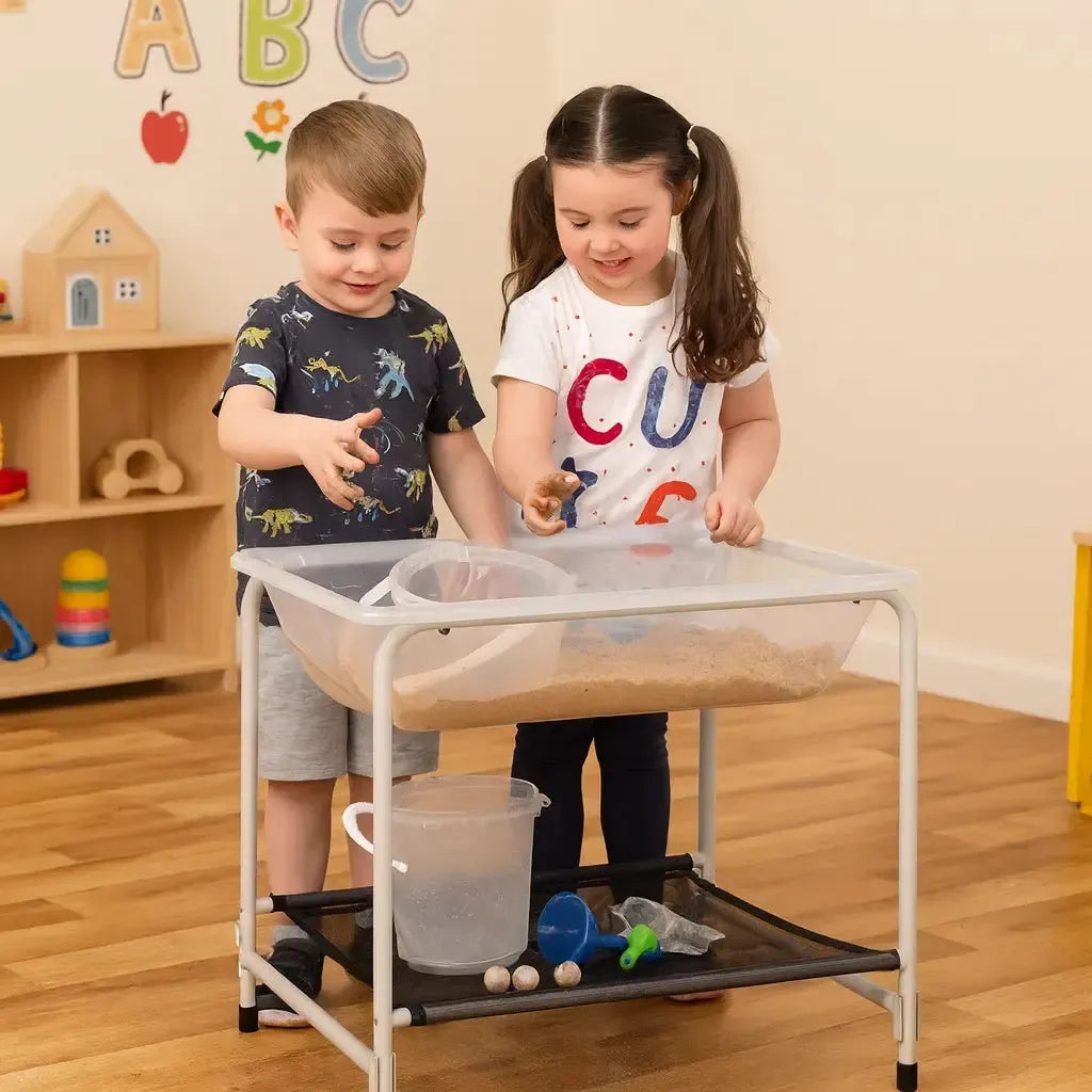 Clear Desktop Sand and Water Tray with Stand-Clear Desktop Sand and Water Tray with Stand