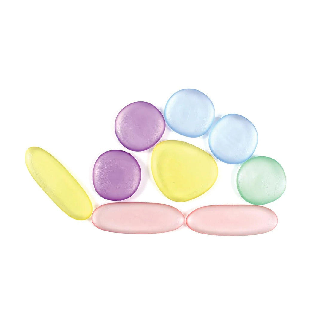 Clear Junior Rainbow Pebbles, The Clear Junior Rainbow Pebbles are an appealing early construction and manipulative set. The Clear Junior Rainbow Pebble set is ideal for developing fine motor skills and are fascinating viewed on a light panel. The smooth Clear Junior Rainbow Pebbles come in 3 shapes and 6 soft translucent colours, supplied in a convenient storage jar so they can be stored away with ease and carried on the go.The Edx Education Clear Junior Rainbow Pebbles are a special version of the famous 