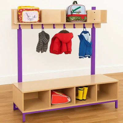 Cloakroom Top Unit with 4 Compartments and Coat Hooks-Cloakroom Top Unit with 4 Compartments and Coat Hooks