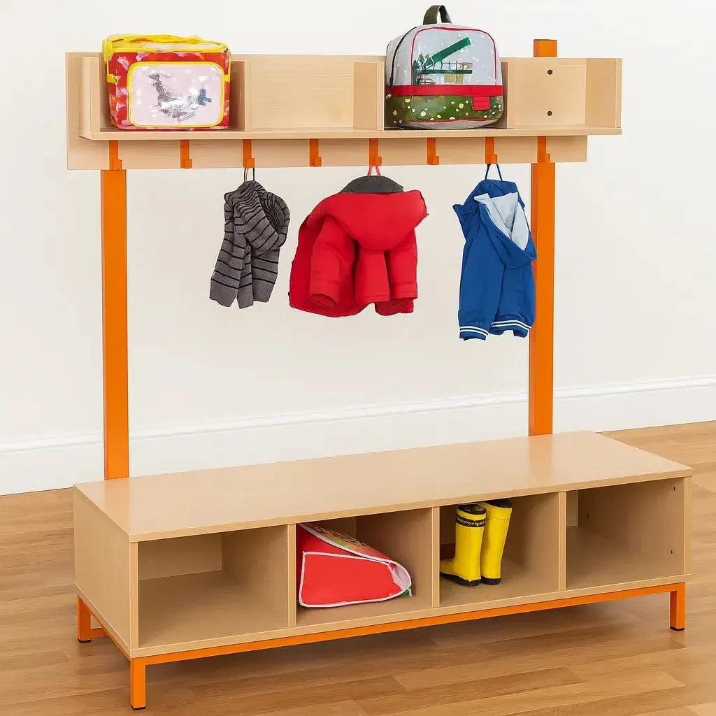 Cloakroom Top Unit with 4 Compartments and Coat Hooks-Cloakroom Top Unit with 4 Compartments and Coat Hooks