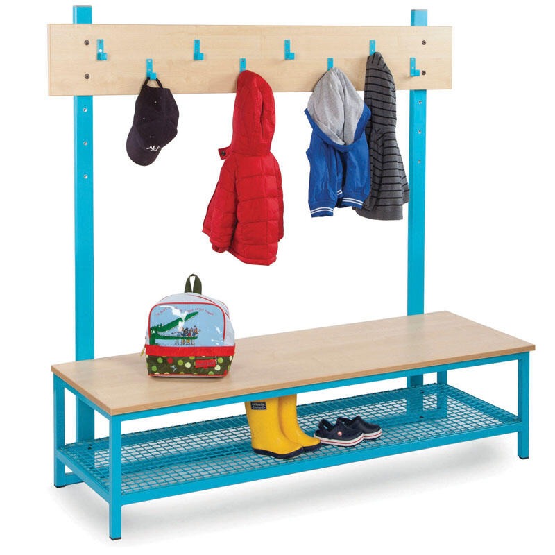 Cloakroom Top Unit with 8 Coat Hooks, Our Cloakroom Top Unit with 8 Coat Hooks, from Monarch, is designed for use in Nursery, Primary School and Secondary Schools, to keep coats, bags and PE equipment safe and secure, and also to keep school areas clean and tidy. The Top Unit can be used on its own, or fitted to the Upright Bars and one of the 4 Bottom units that are also made by Monarch. Choice of 4 MFC finishes: Beech, White, Maple or Japanese Ash Choice of 9 different coat hook colours Unit measures: W13