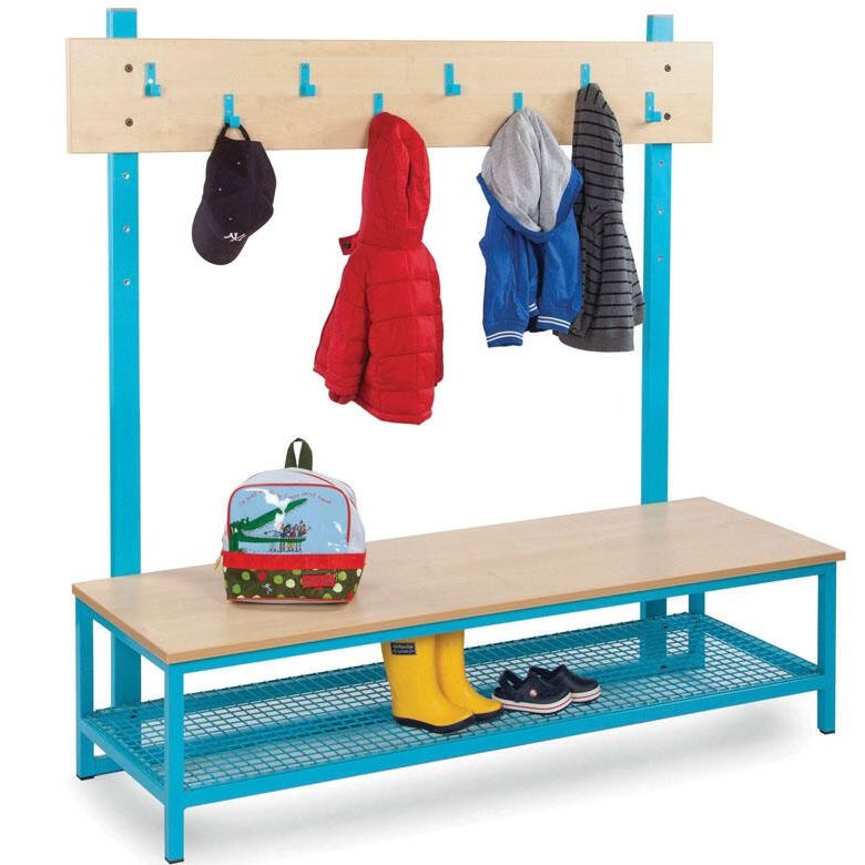 Cloakroom Top Unit with 8 Coat Hooks, Our Cloakroom Top Unit with 8 Coat Hooks, from Monarch, is designed for use in Nursery, Primary School and Secondary Schools, to keep coats, bags and PE equipment safe and secure, and also to keep school areas clean and tidy. The Top Unit can be used on its own, or fitted to the Upright Bars and one of the 4 Bottom units that are also made by Monarch. Choice of 4 MFC finishes: Beech, White, Maple or Japanese Ash Choice of 9 different coat hook colours Unit measures: W13
