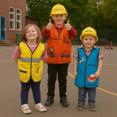 Construction Tabard and Hard Hat Set of 6-Construction Tabard and Hard Hat Set of 6