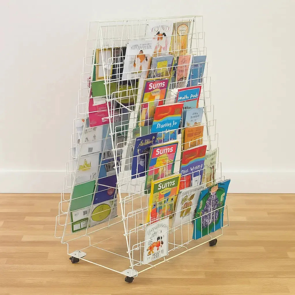 Double Sided Mobile Book Rack-Double Sided Mobile Book Rack