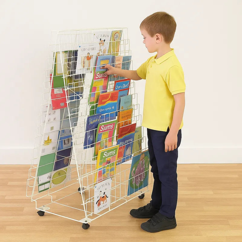 Double Sided Mobile Book Rack-Double Sided Mobile Book Rack