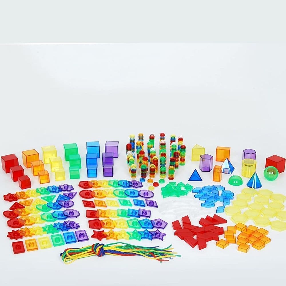 Early Years Maths Resource Set, The Early Years Maths Resource Set is a bumper pack of nearly 500 translucent acrylic colour maths resources and laces, The Early Years Maths Resource Set is ideal for using on a light panel for exploring mathematical topics such as shape and attributes, counting and sorting, pattern and sequence, all whilst developing fine motor skills and inspiring creative play. The Early Years Maths Resource Set contains beautiful translucent resources come in 6 colours as well as clear, 