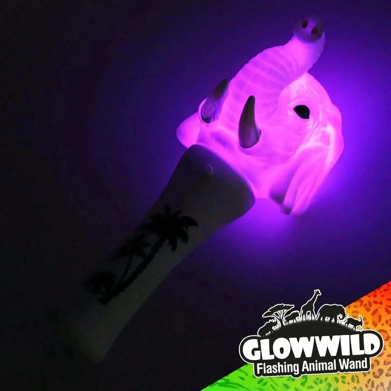 Elephant Mini Light Up Animal Wand 7"-Elephant Mini Light Up Animal Wand 7"