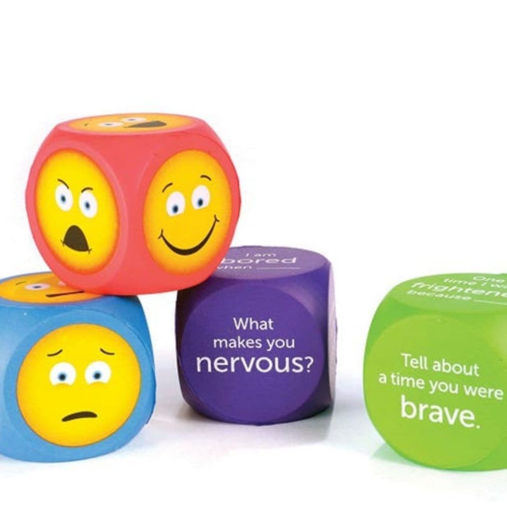 Emoji Cubes, The Emoji Cubes develop early learners' self-awareness! Use the Emoji Cubes to develop social and emotional skills with these brightly coloured cubes. I mages and prompts will encourage young children to think about how they’re feeling and to talk about their emotions. Introduce the joys of self-expression and emotional understanding to young learners with our Emoji Cubes set. These bright, soft foam cubes are designed not just for fun but also for developing key social and emotional skills. Ke